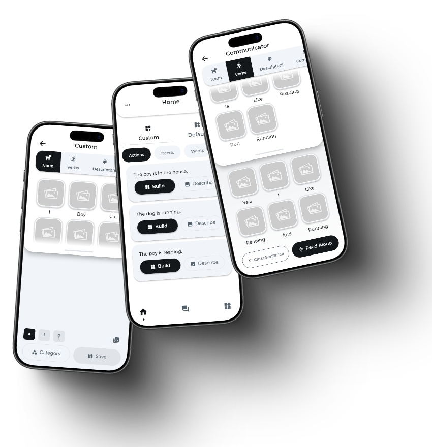 Communicator app screens
